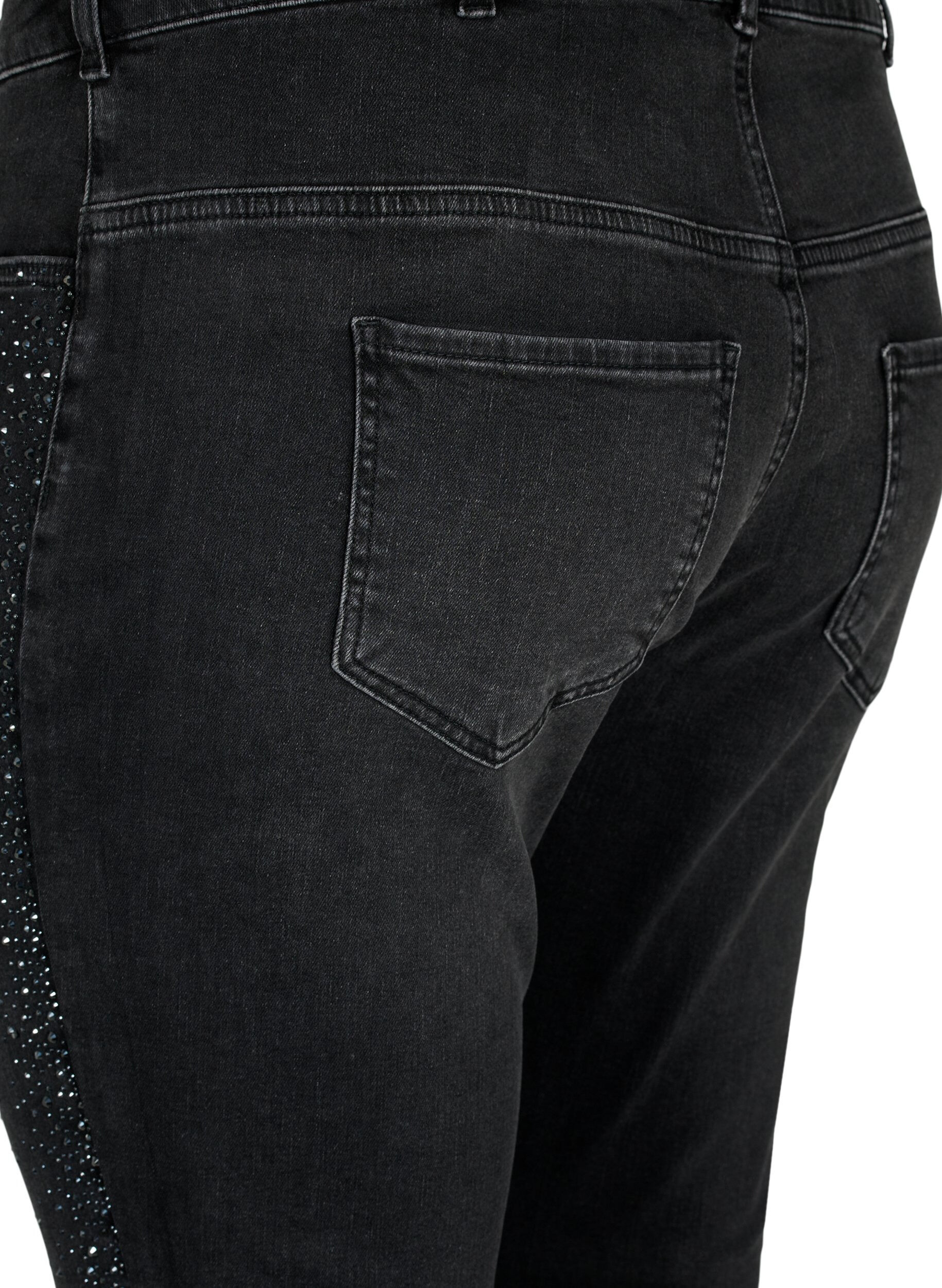 Zizzi Jean taille haute Amy avec strass, Grey Denim, Packshot image number 3