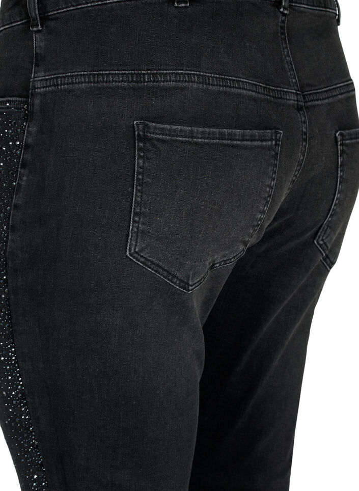 Jean taille haute Amy avec strass, Grey Denim, Packshot image number 3