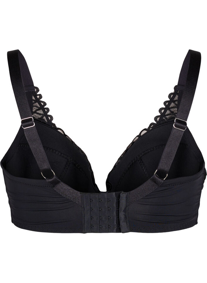 Soutien-gorge rembourré avec armature et détails en dentelle, Noir, Packshot image number 1
