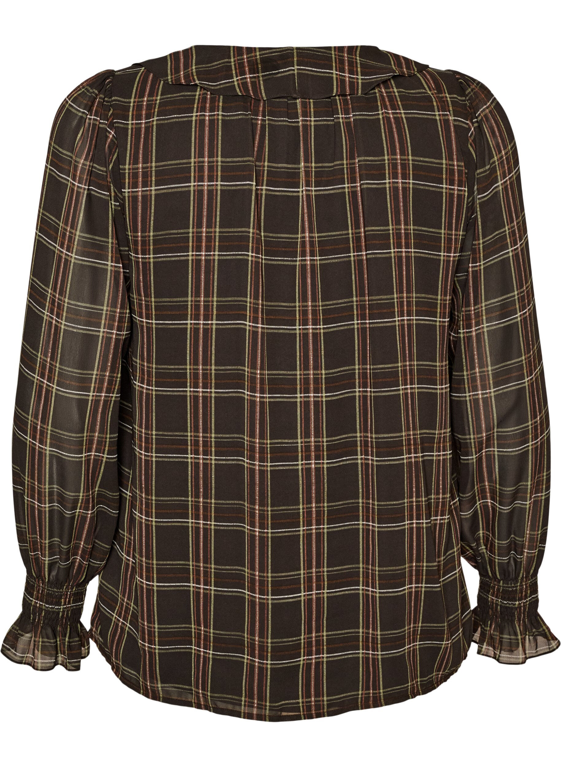ZizziBlouse &agrave; carreaux avec volants, Vert, Packshot image number 1