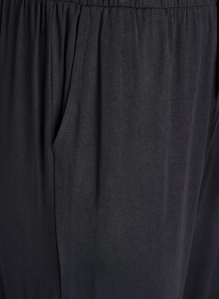 Pantalon de nuit taille haute en modal, Noir, Packshot image number 2
