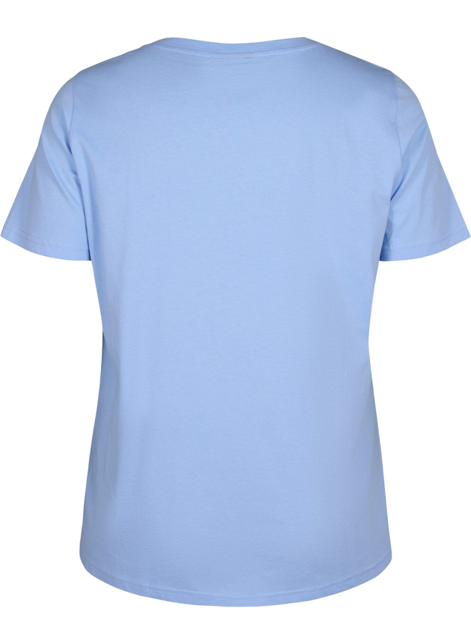 Zizzi T-shirt en coton avec imprim&eacute; texte, Serenity w. Paris, Packshot image number 1