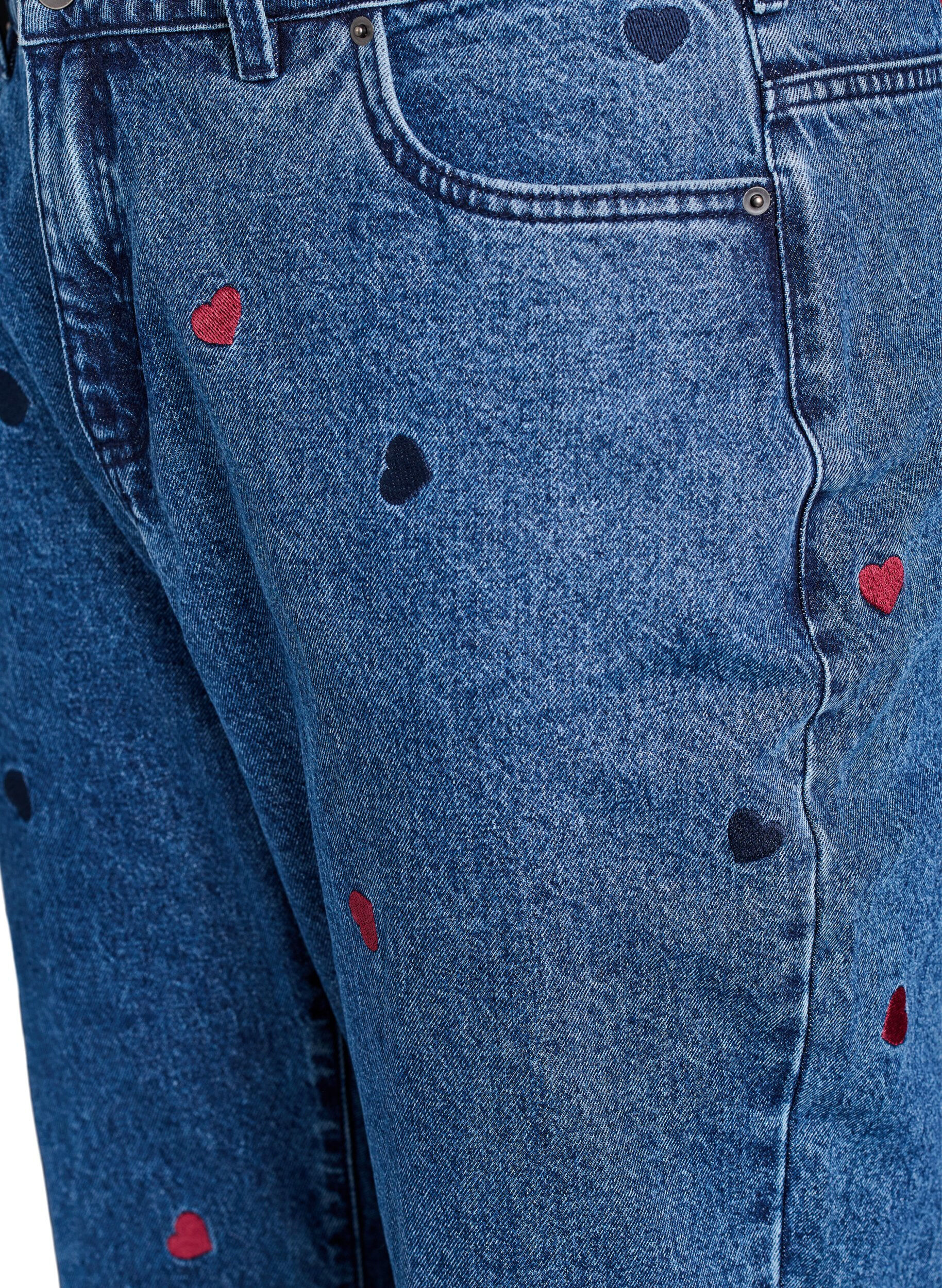 Zizzi Jeans Mille coupe Mom avec broderies, Bleu, Packshot image number 2