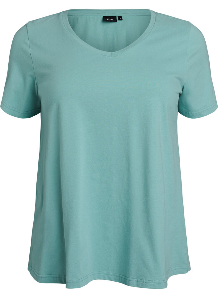T-shirt basic uni en coton, Vert, Packshot image number 0
