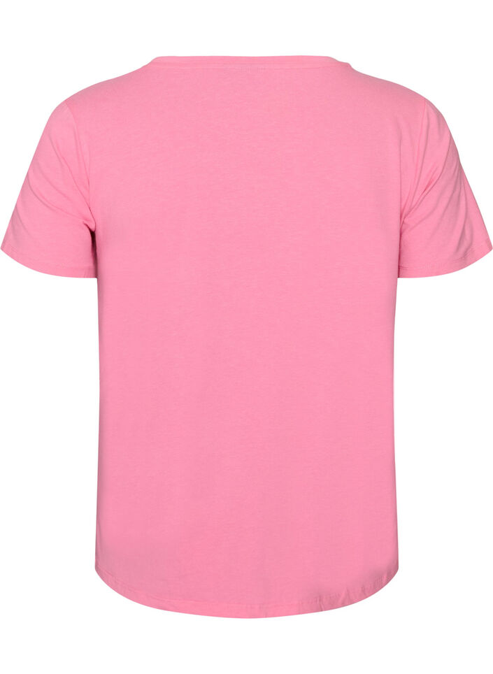 T-shirt en coton uni basique, Rose, Packshot image number 1