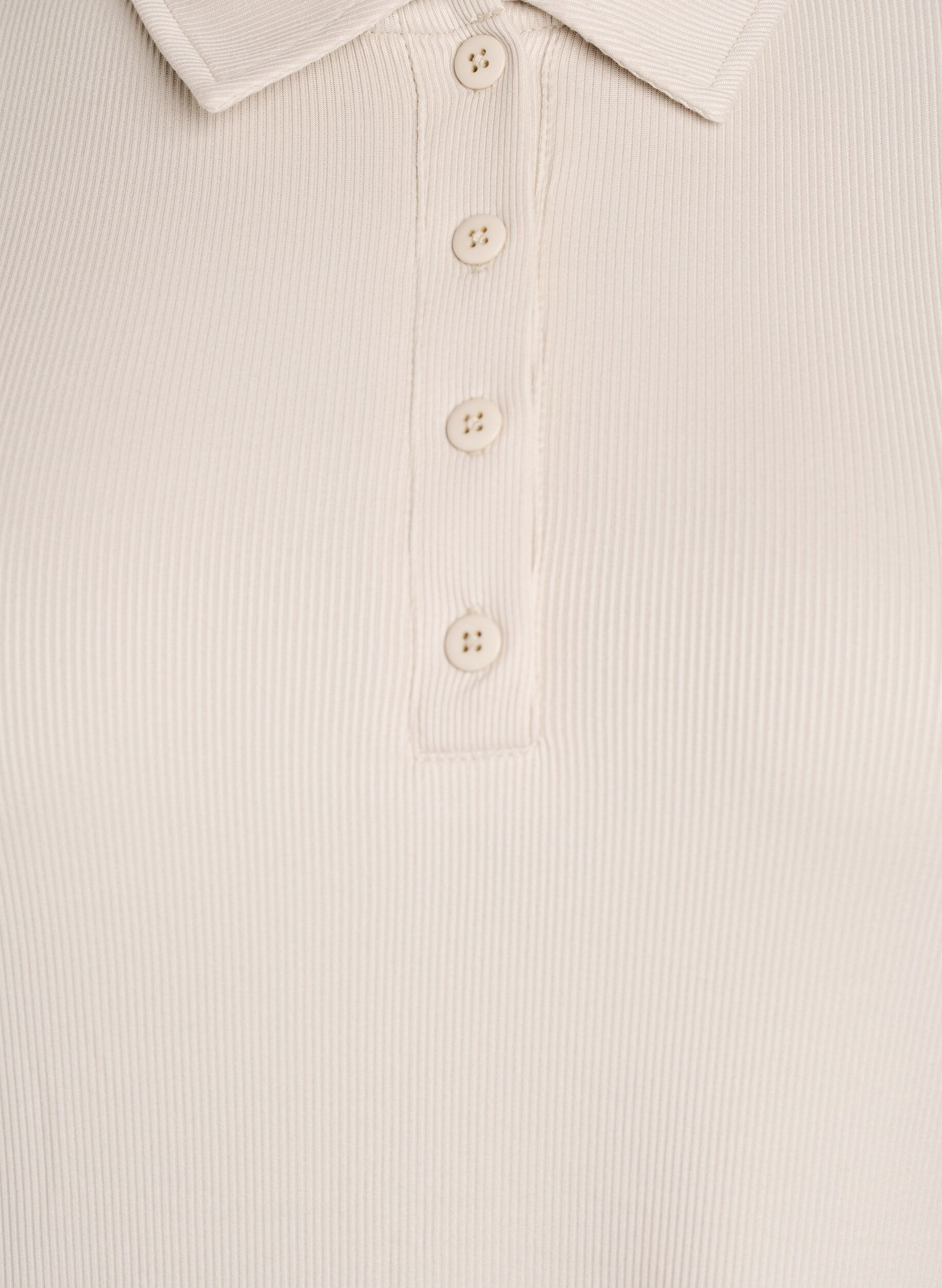 Zizzi Polo en maille c&ocirc;tel&eacute;e douce &agrave; manches longues, Beige, Packshot image number 2