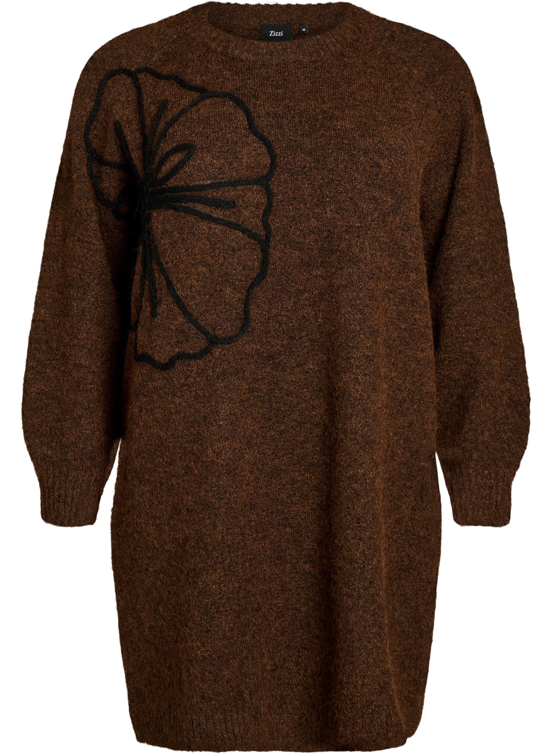 ZizziRobe pull avec grande fleur appliqu&eacute;e, Marron, Packshot image number 0