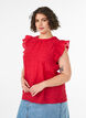 Blouse sans manches textur&eacute;e avec volants, Rouge, Model image number 0
