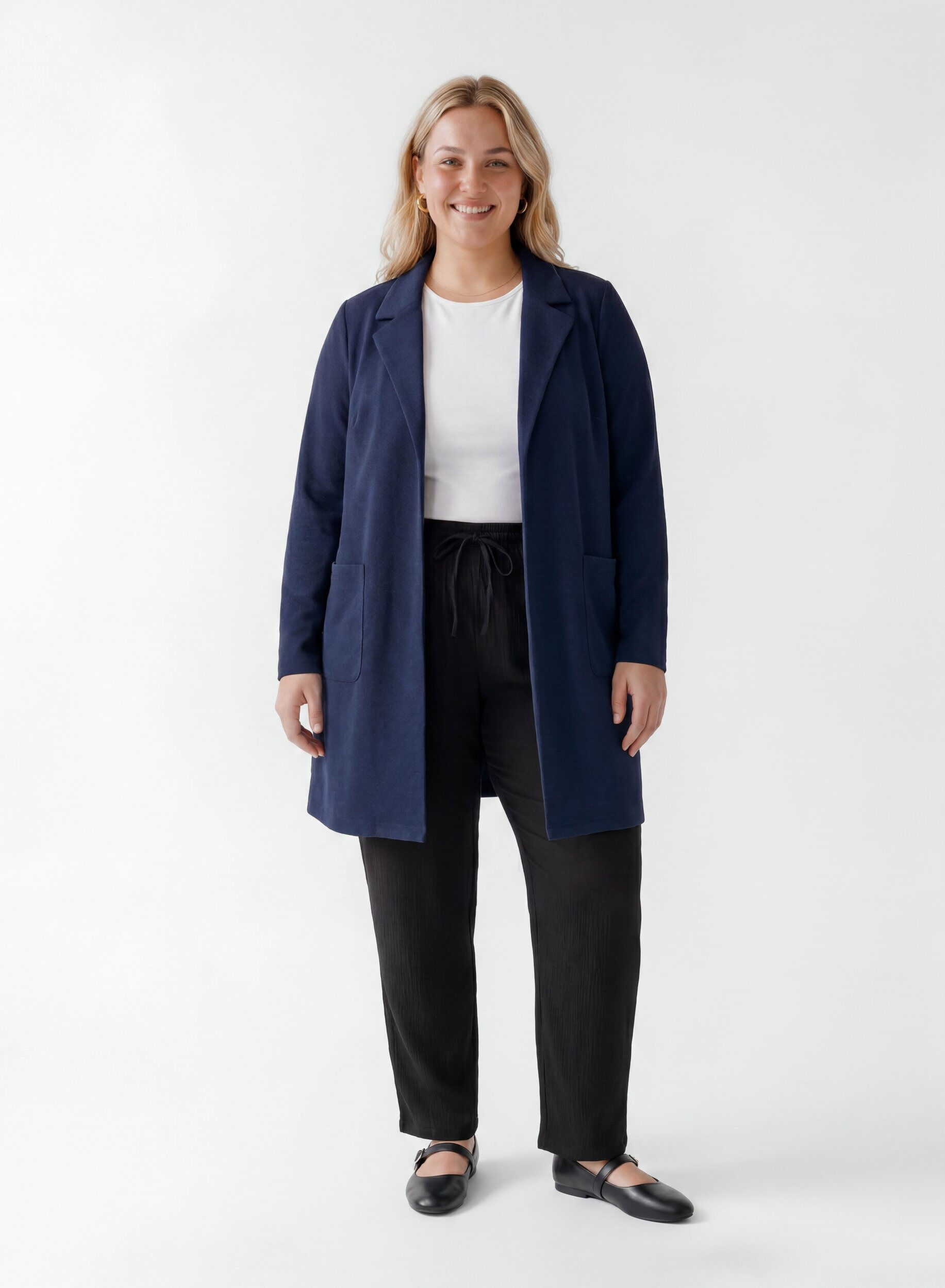 ZizziBlazer long avec des poches, Bleu, Model image number 1