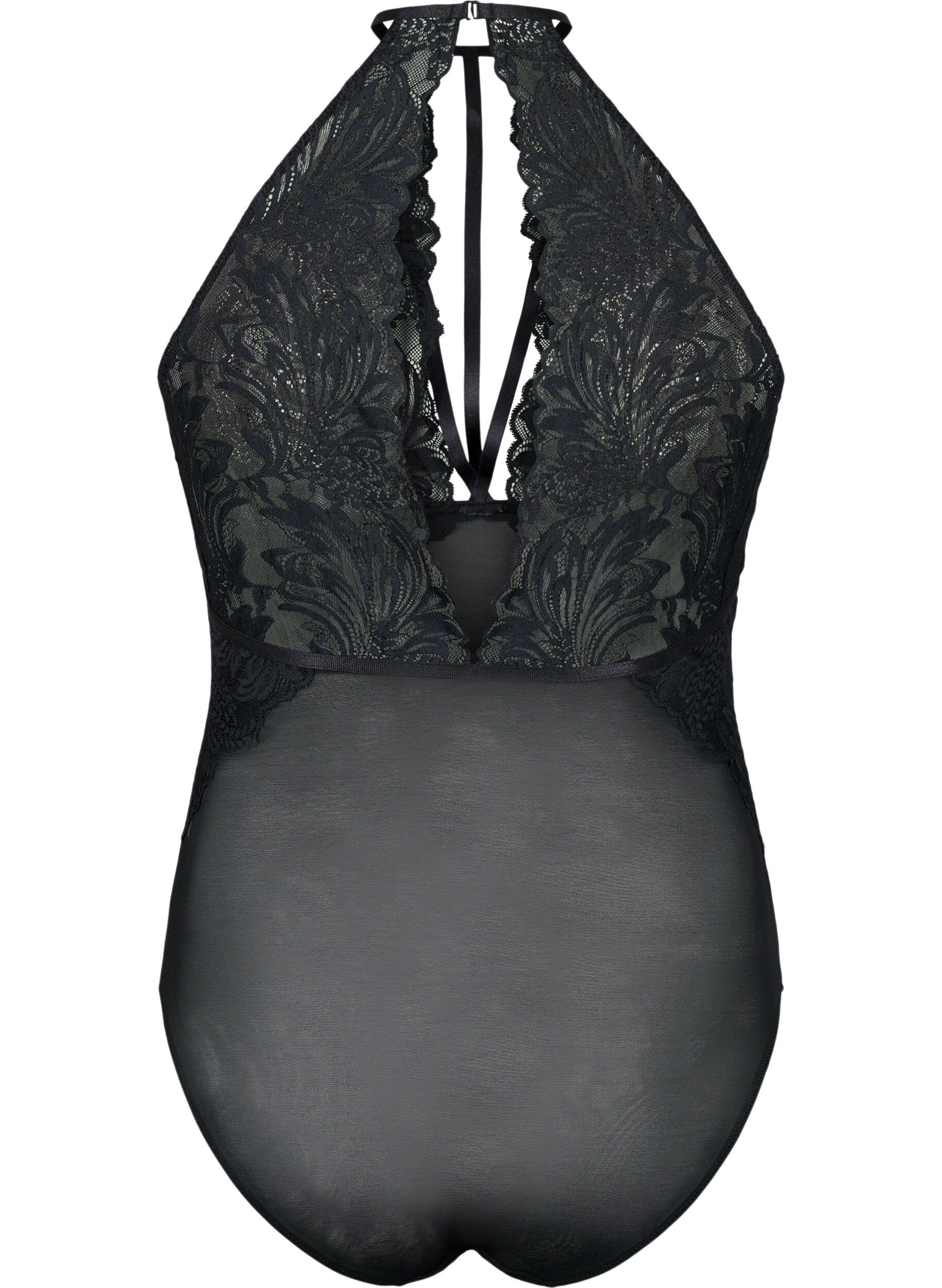 Zizzi Body dos nu avec dentelle et cordons, Black, Packshot image number 1
