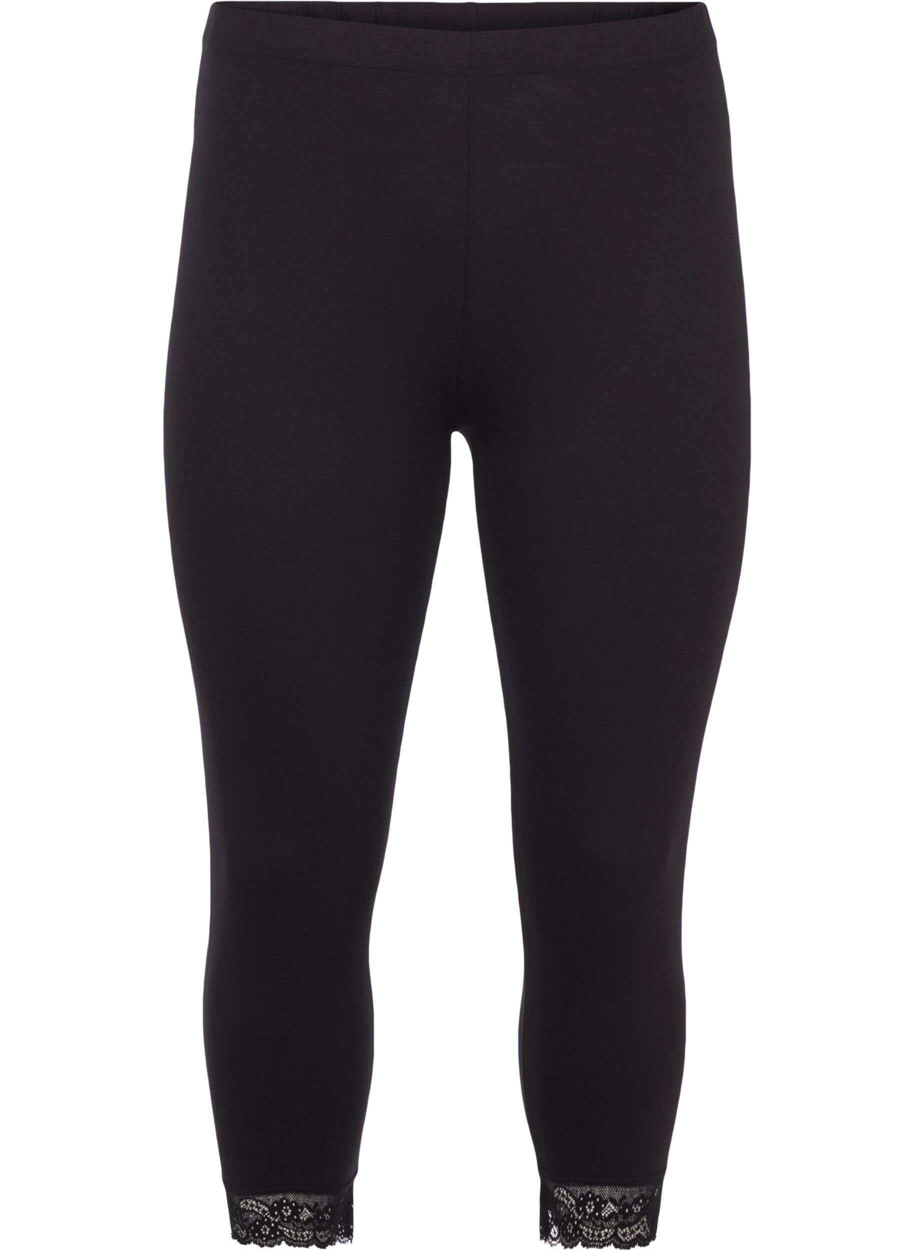 Zizzi Legging 3/4 avec dentelle, Black, Packshot image number 0