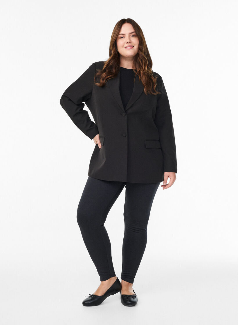 Legging à motif et taille standard, Noir, Model image number 1