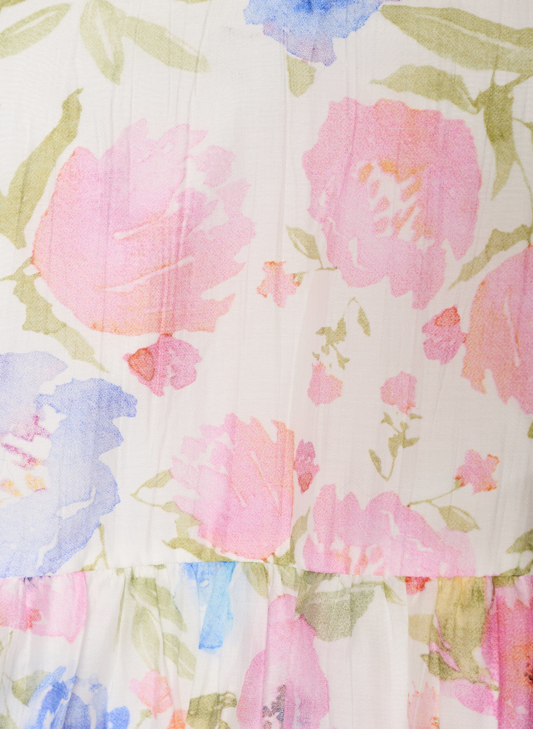 ZizziBlouse en lyocell &agrave; imprim&eacute; floral et d&eacute;collet&eacute; en c&oelig;ur, Blanc, Packshot image number 2