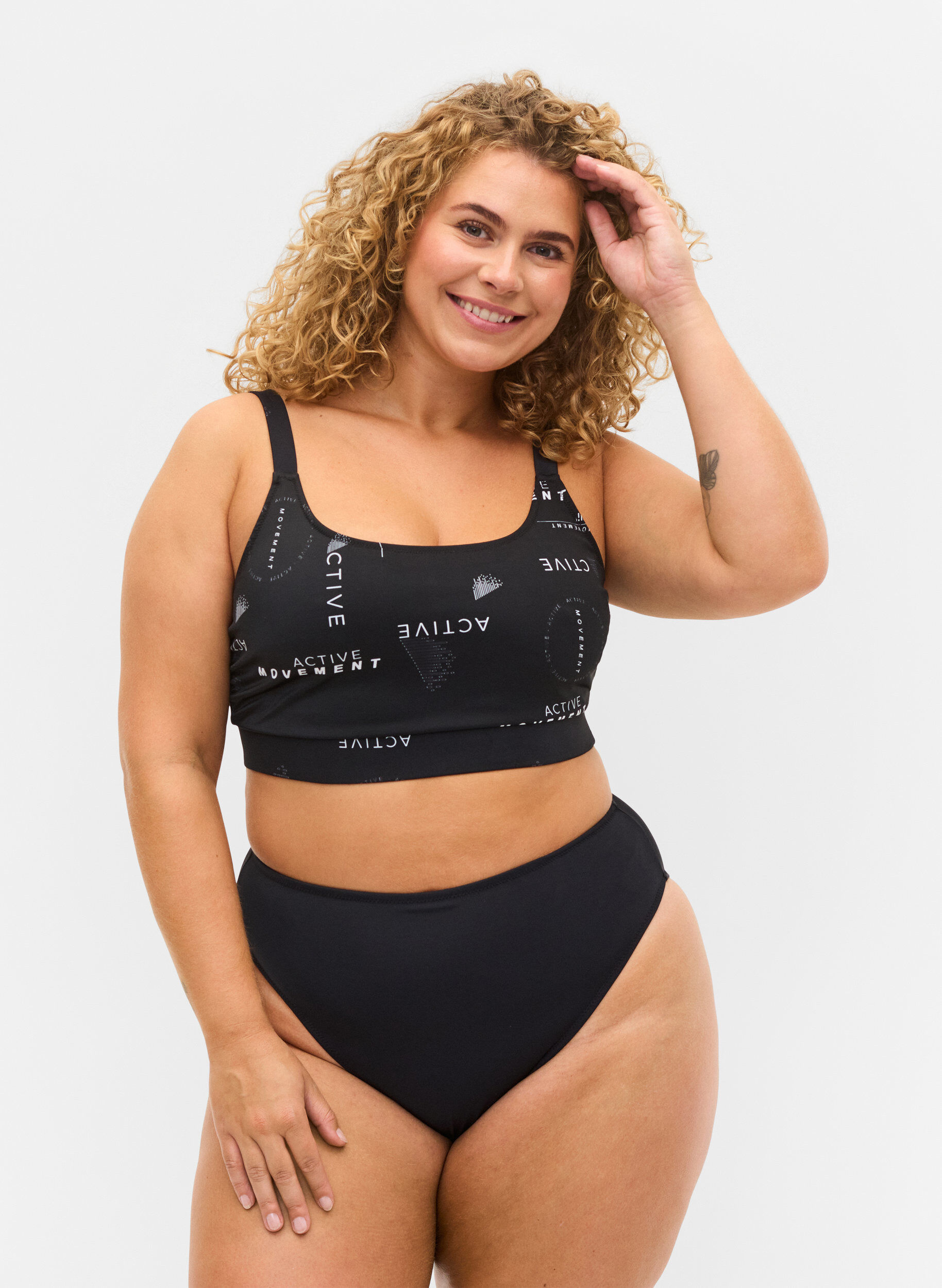 Zizzi Culotte de bikini &agrave; taille haute, Black, Model image number 0