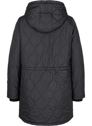 Veste thermique matelassée avec doublure en polaire et capuche amovible, Black, Packshot image number 1