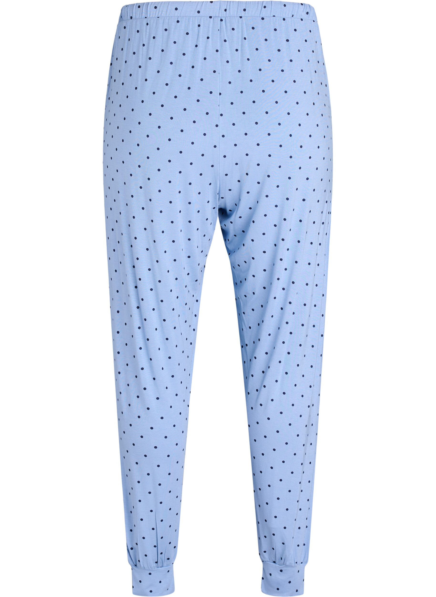 Zizzi Pantalon de nuit taille haute en modal, Bleu, Packshot image number 1