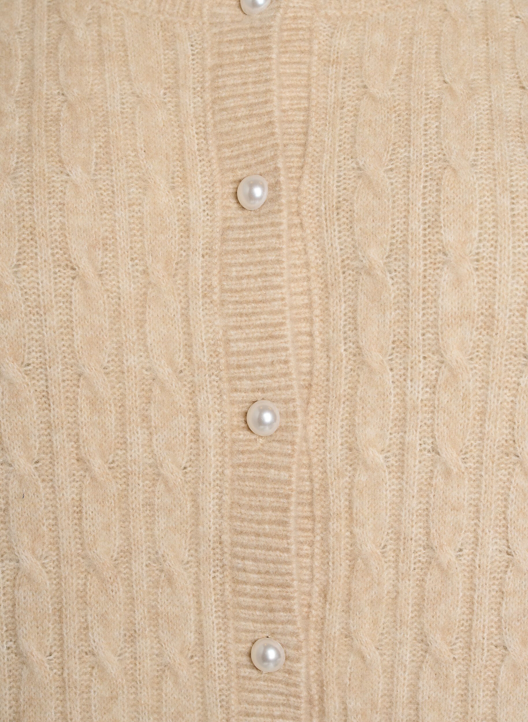 ZizziCardigan en maille torsad&eacute;e avec boutons nacr&eacute;s, Beige, Packshot image number 2