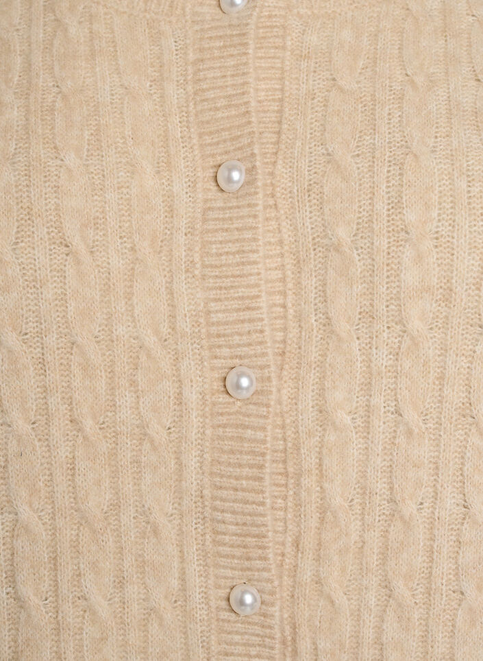 Cardigan en maille torsad&eacute;e avec boutons nacr&eacute;s, Beige, Packshot image number 2