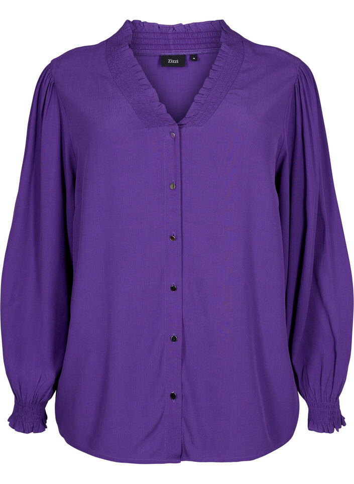 Blouse à manches longues en viscose, Heliotrope, Packshot image number 0