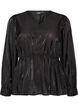 Blouse brillante en viscose &agrave; effet p&eacute;plum, Noir, Packshot image number 0
