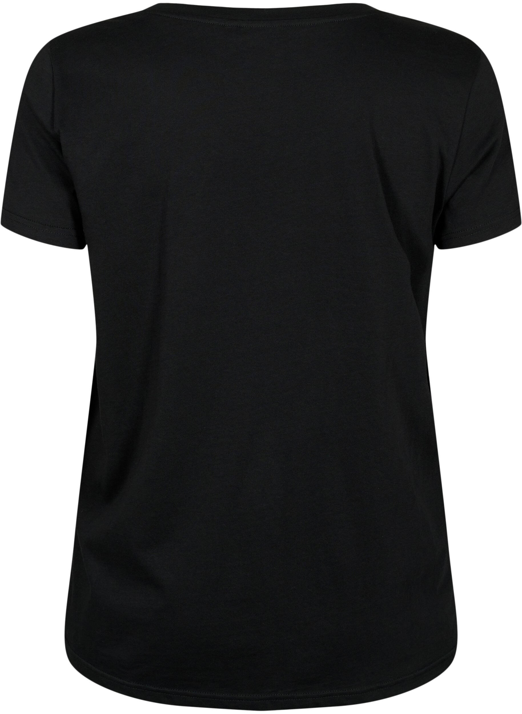 Zizzi T-shirt de sport avec imprim&eacute;, Black w. Winner, Packshot image number 1