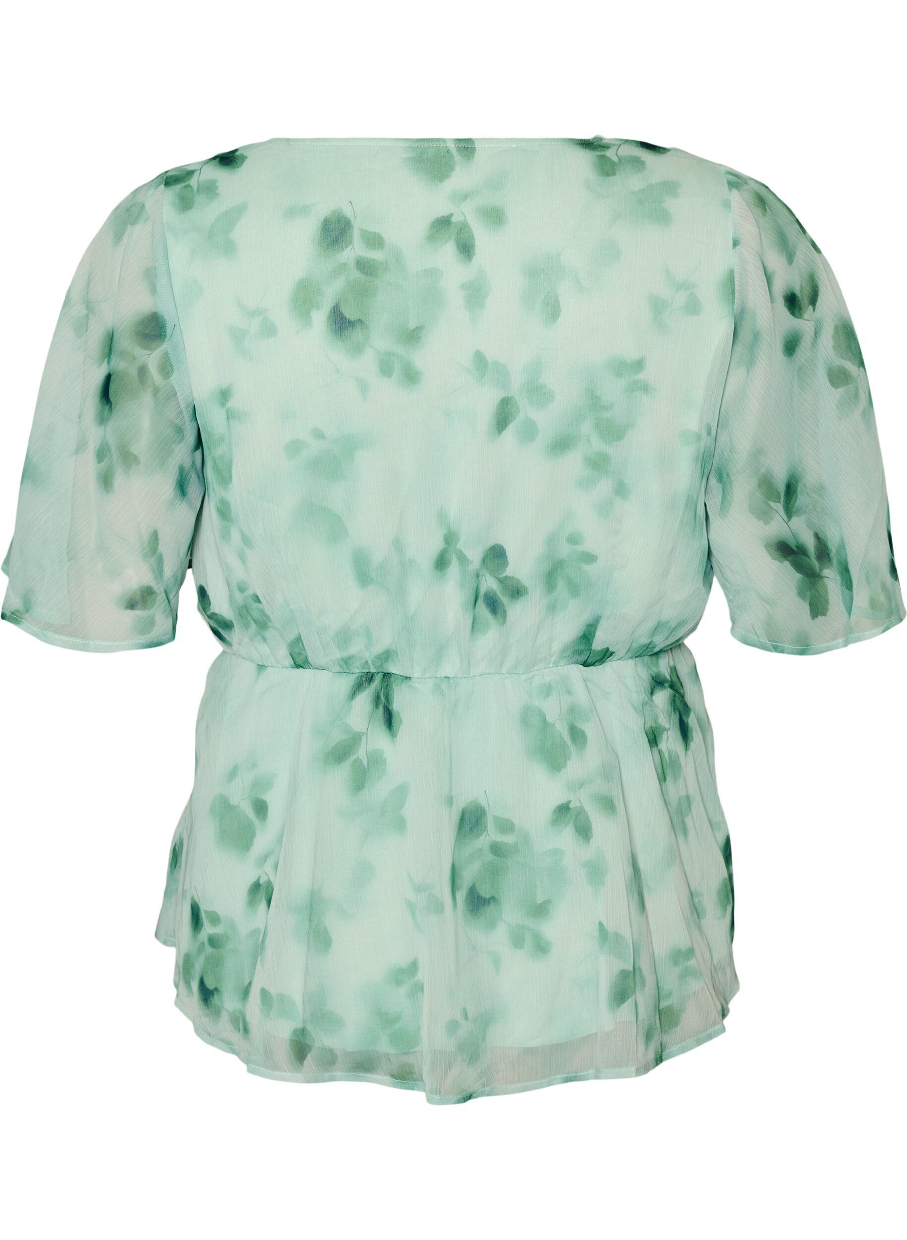 ZizziChemise en mousseline &agrave; imprim&eacute; floral et manches courtes, Vert clair, Packshot image number 1