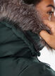 Long manteau d'hiver &agrave; fermeture &agrave; attaches et col en fausse fourrure, Vert fonc&eacute;, Model image number 3