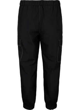 Pantalon cargo avec coutures contrastées, Black, Packshot image number 1