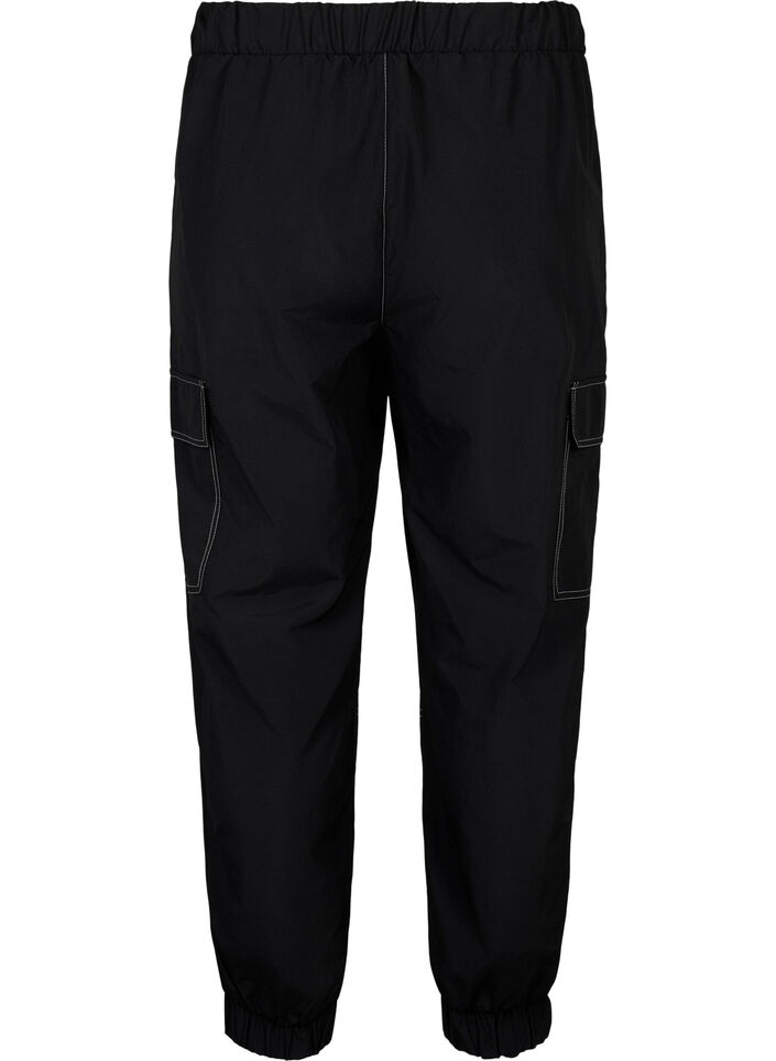 Pantalon cargo avec coutures contrastées, Black, Packshot image number 1