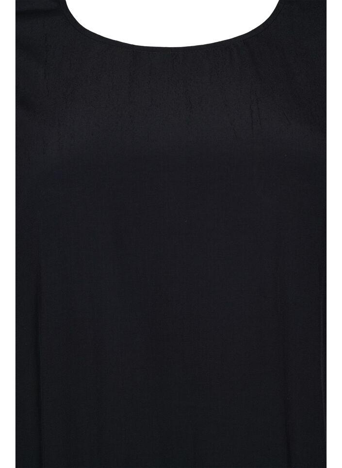 Chemisier en viscose solide avec effet ballon, Black, Packshot image number 2