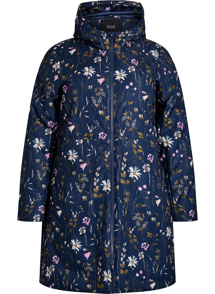 Doudoune &agrave; imprim&eacute; fleuri, Bleu, Packshot image number 0