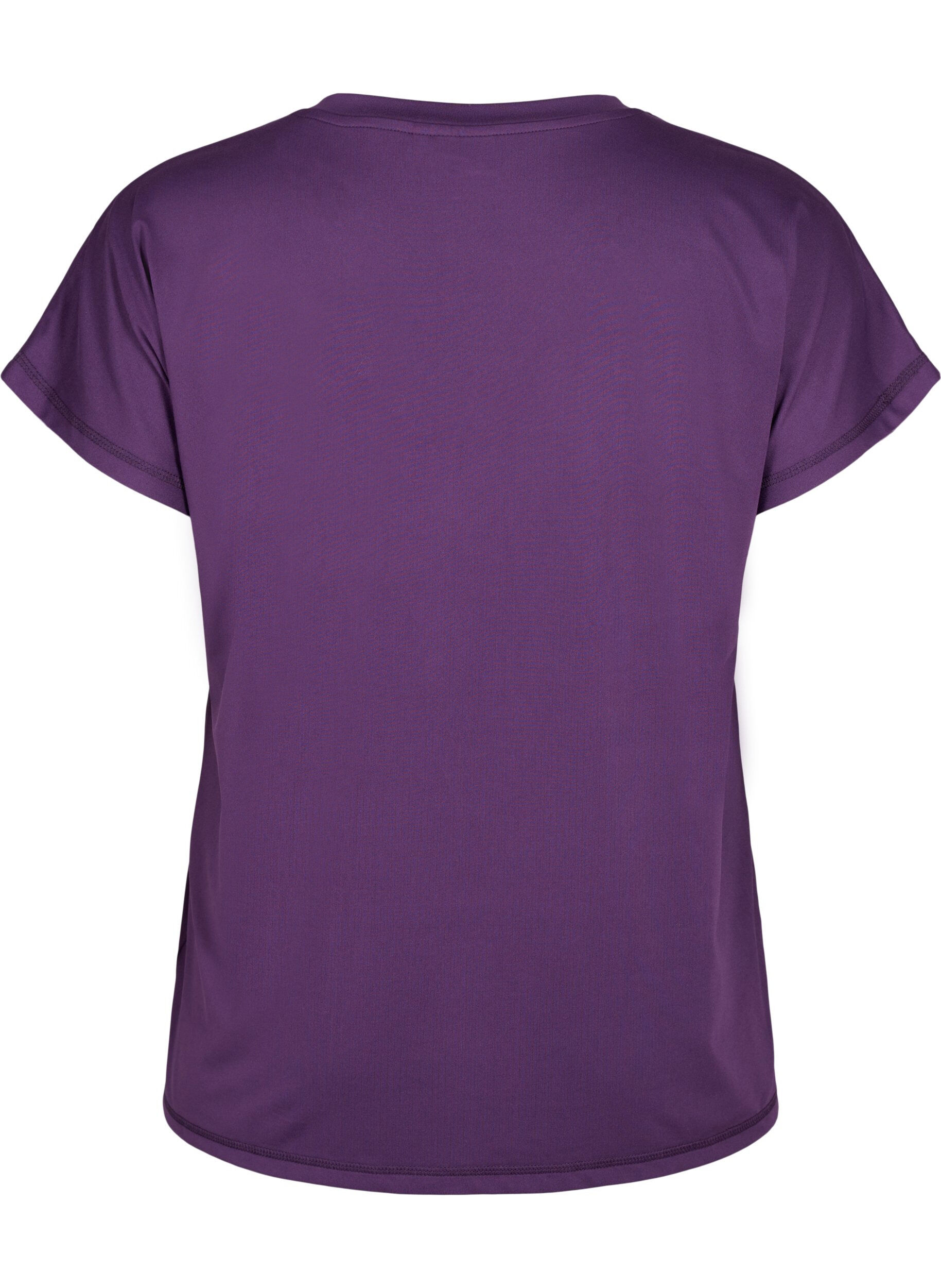 Zizzi T-shirt de sport ample avec col en V, Purple Pennant, Packshot image number 1