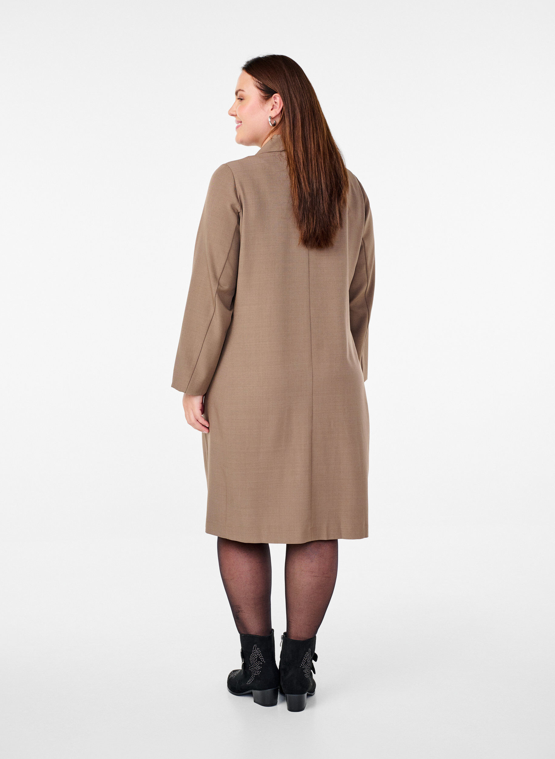 Zizzi Robe blazer crois&eacute;e, Walnut, Model image number 1