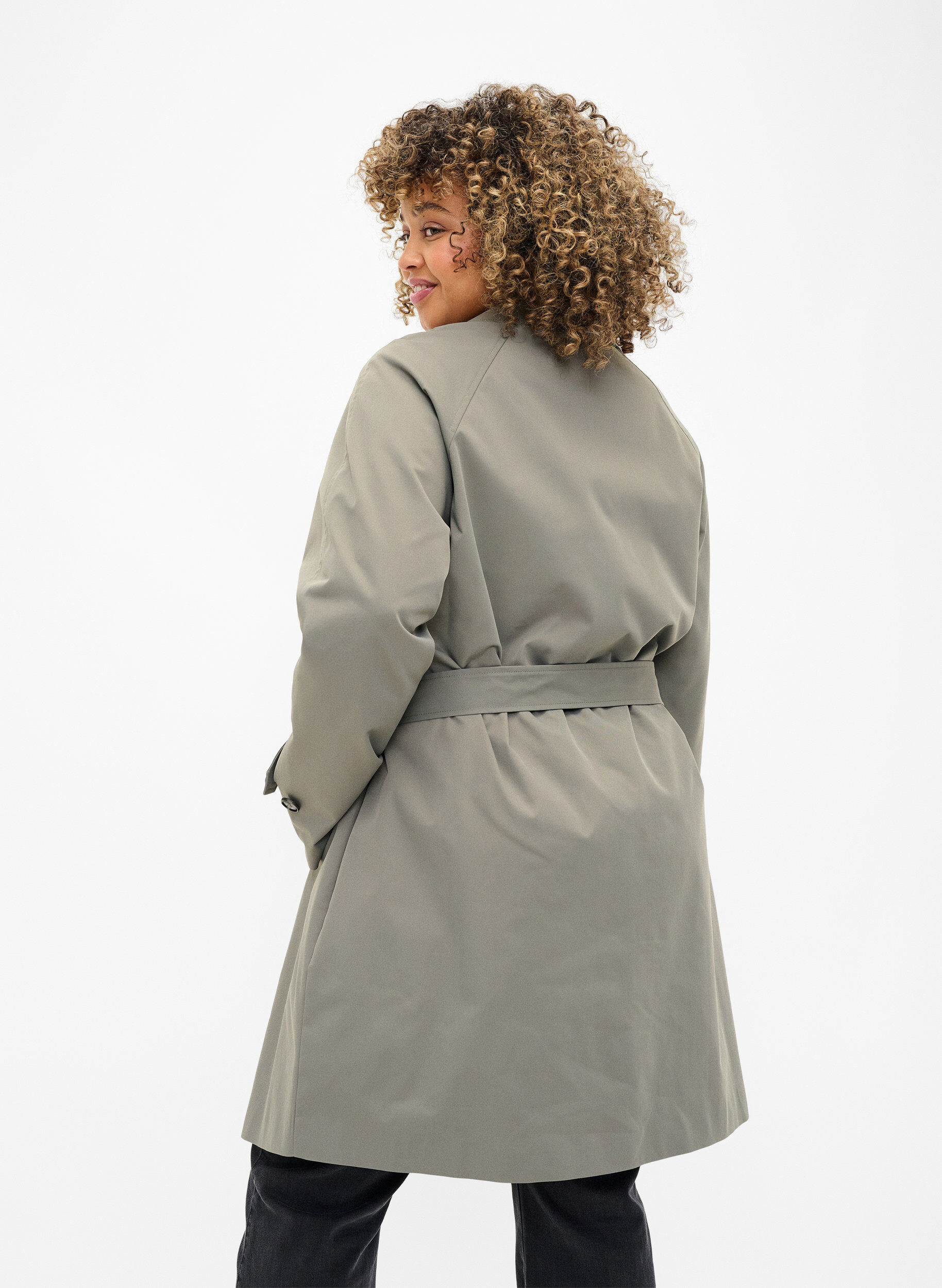 Zizzi Trench avec poches et ceinture, Sea Spray, Model image number 1