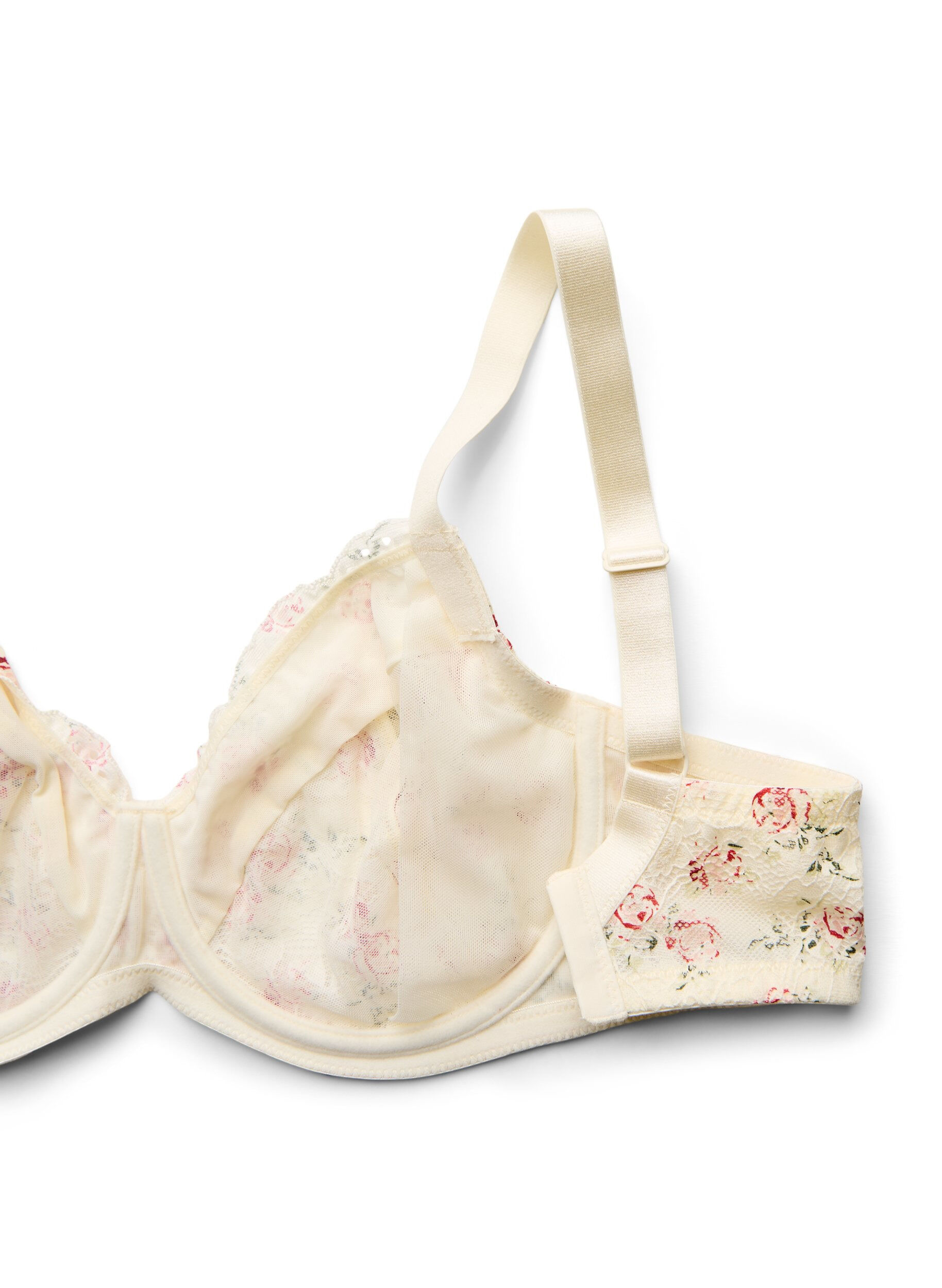 Zizzi Soutien-gorge embo&icirc;tant en dentelle florale, Blanc, Packshot image number 3