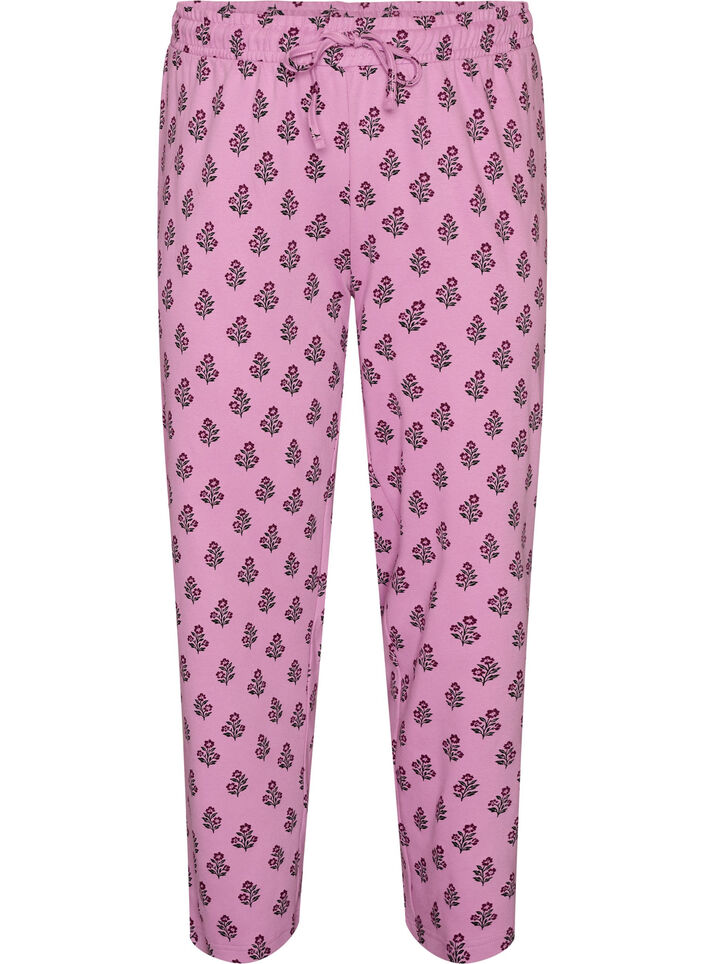 Pantalon de pyjama taille haute en coton, Rose, Packshot image number 0