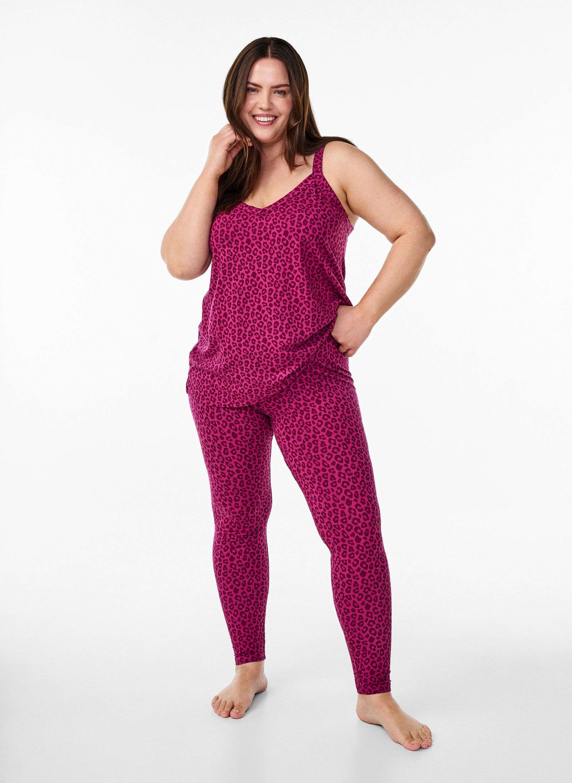 Legging mi-mollet en viscose, Rose, Model