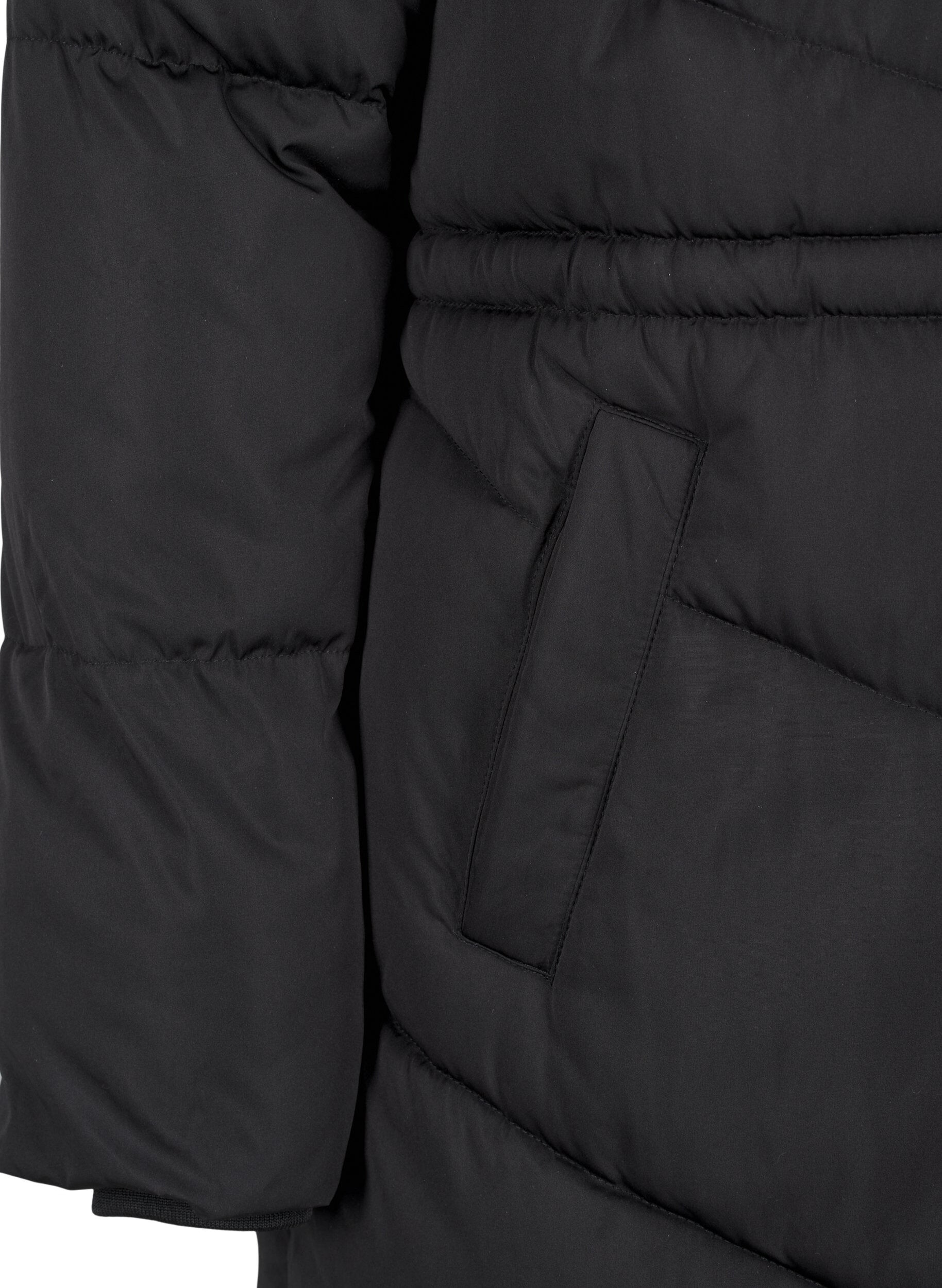 Zizzi Doudoune mi-longue &agrave; capuche, Black, Packshot image number 3