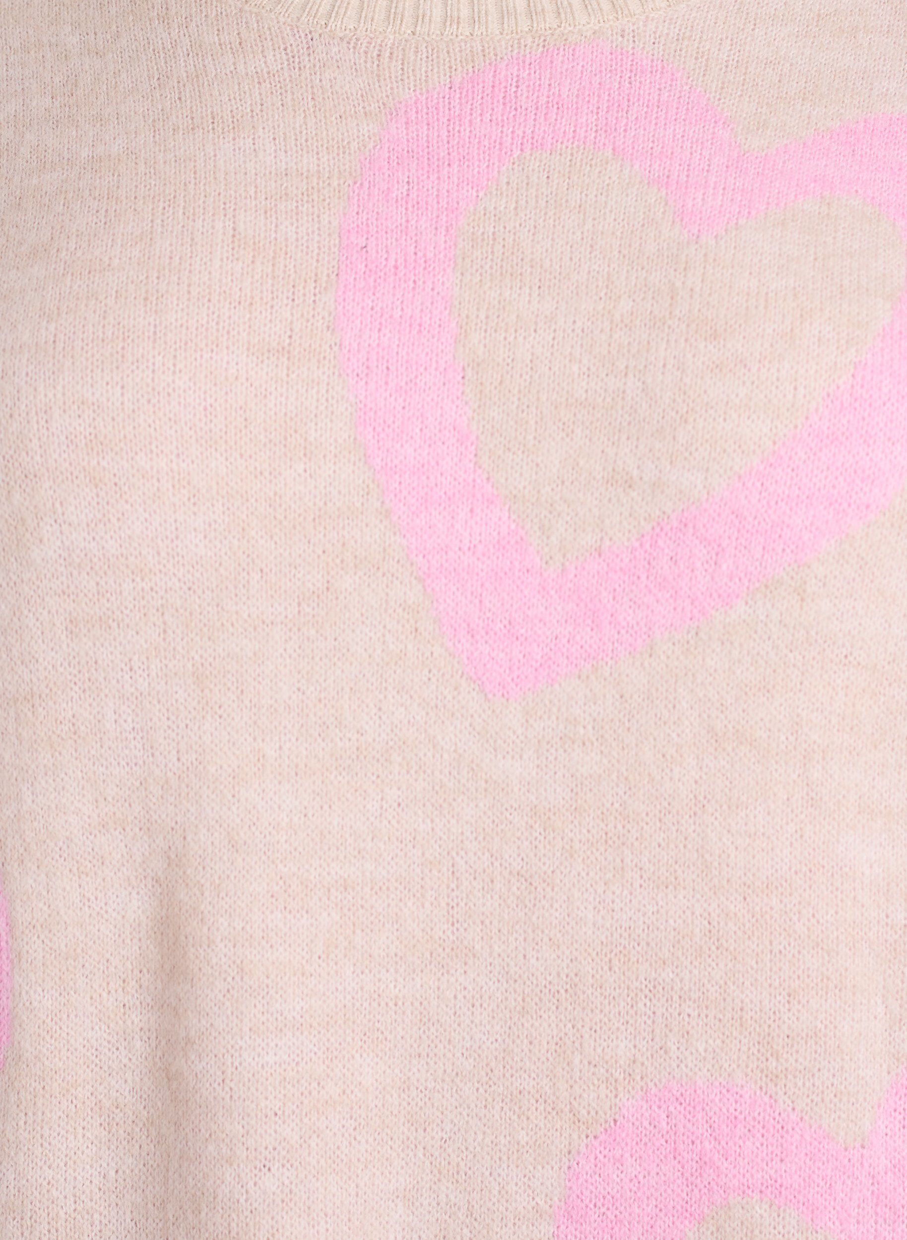 Zizzi Blouse en maille avec grands c&oelig;urs et encolure ronde, Beige, Packshot image number 2