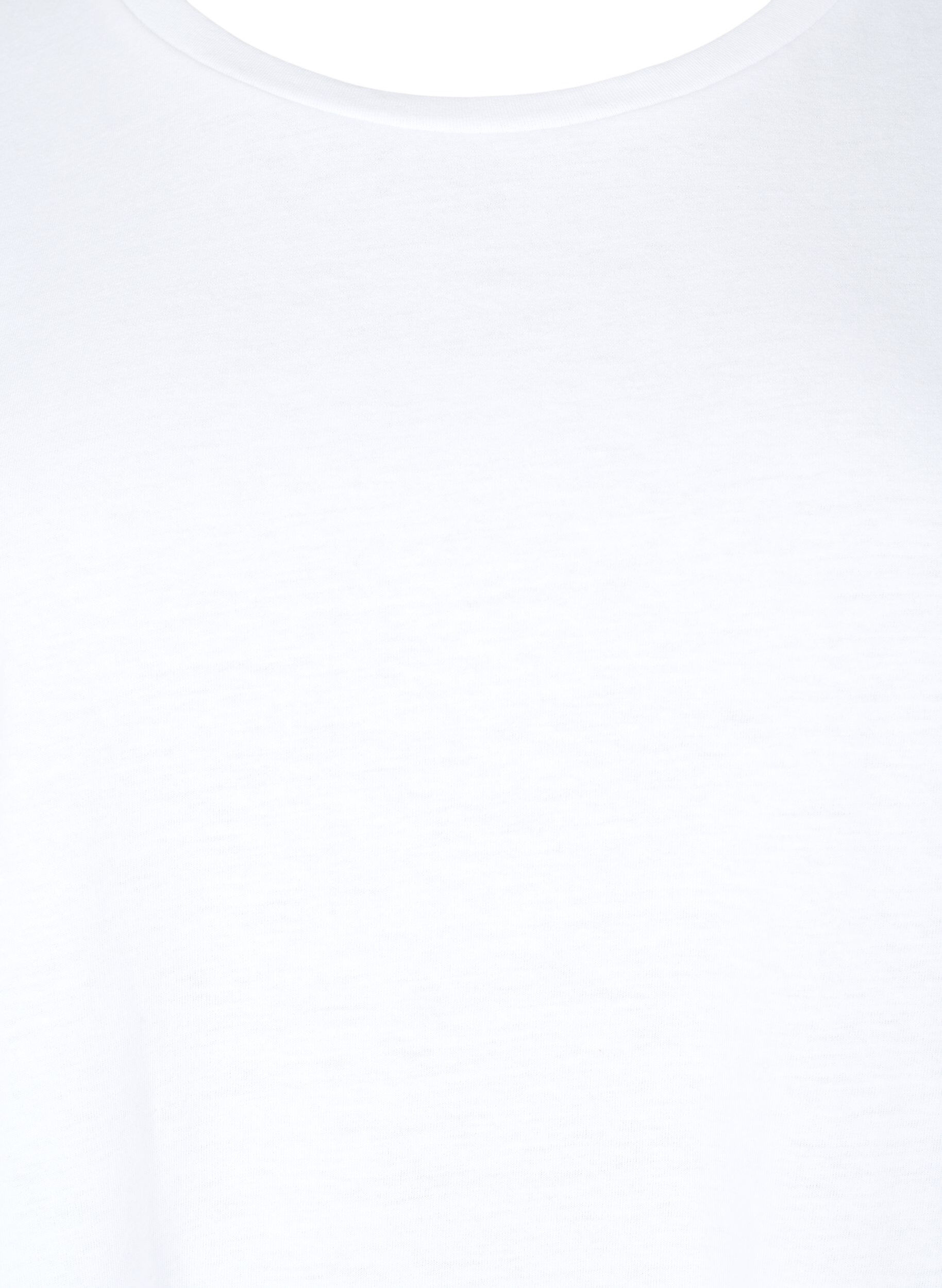 Zizzi T-shirt &agrave; manches courtes en coton m&eacute;lang&eacute;, Blanc, Packshot image number 2