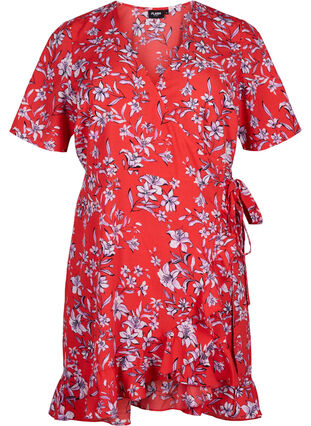 FLASH - Robe portefeuille à manches courtes, Poinsettia Flower, Packshot image number 0