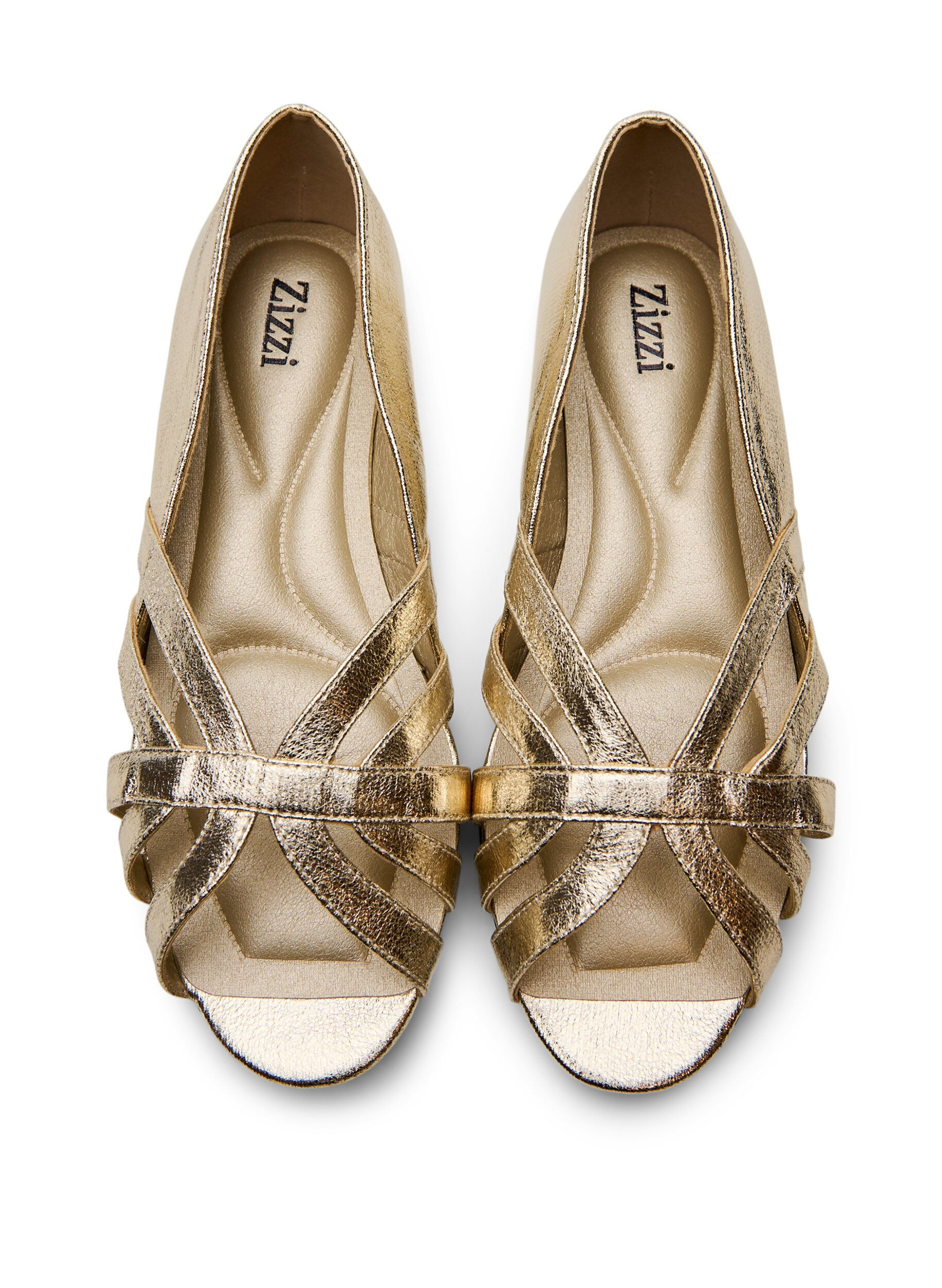 Zizzi Ballerine dor&eacute;e avec brides crois&eacute;es, Dor&eacute;, Packshot image number 2