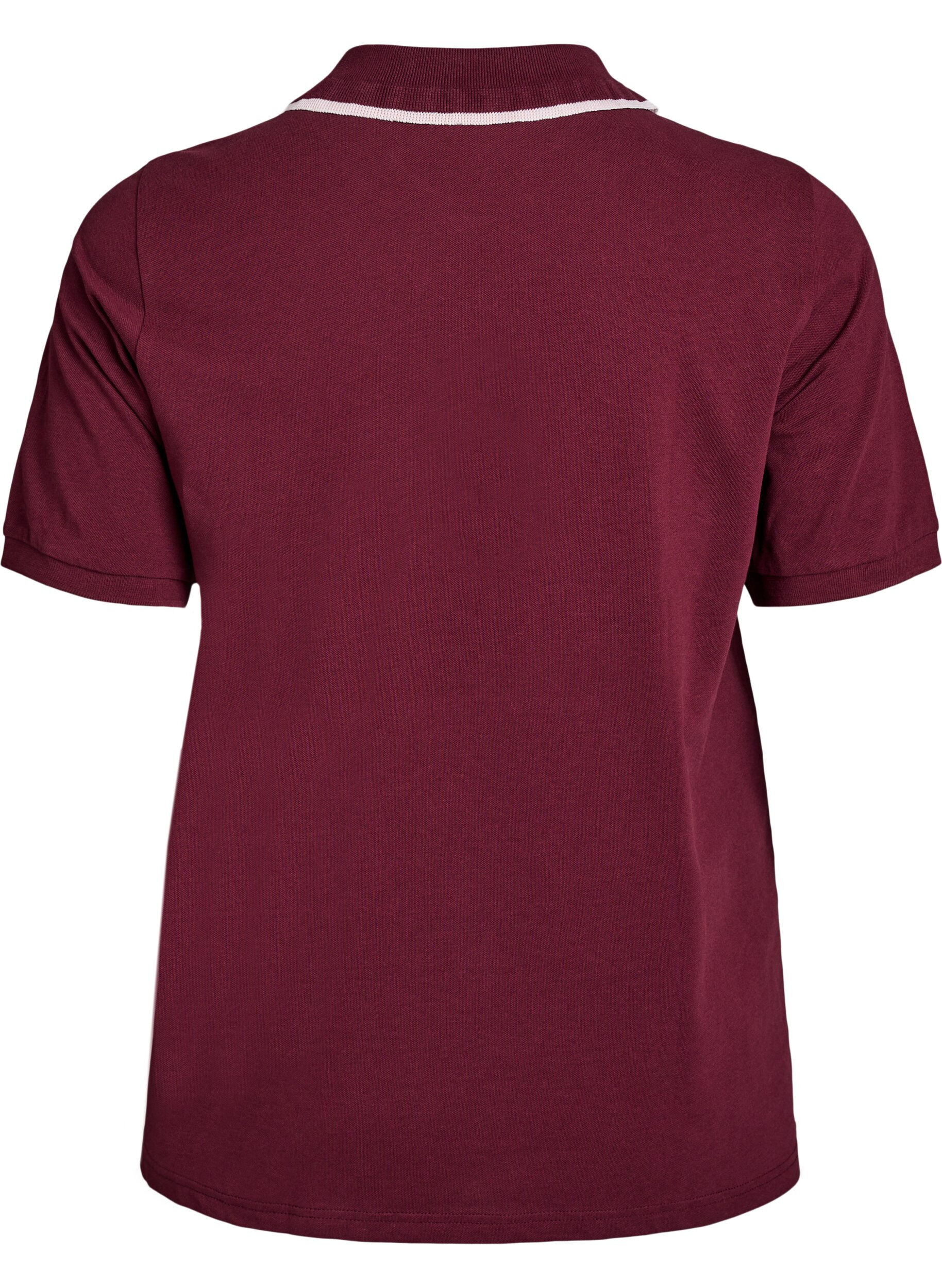 Zizzi Polo avec boutons strass et volants, Bordeaux, Packshot image number 1