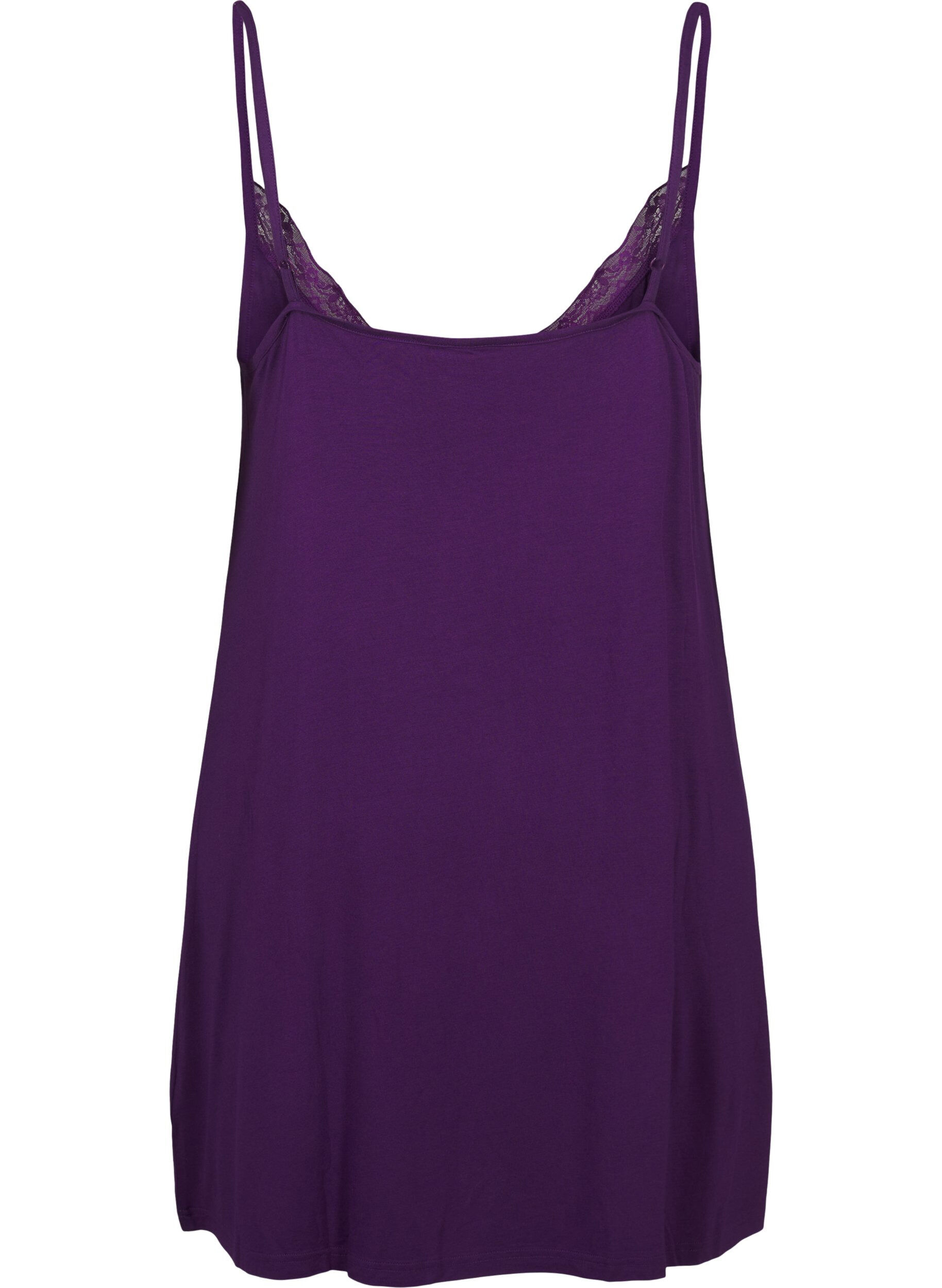 Zizzi Chemise de nuit avec bord dentelle en viscose, Violet, Packshot image number 1