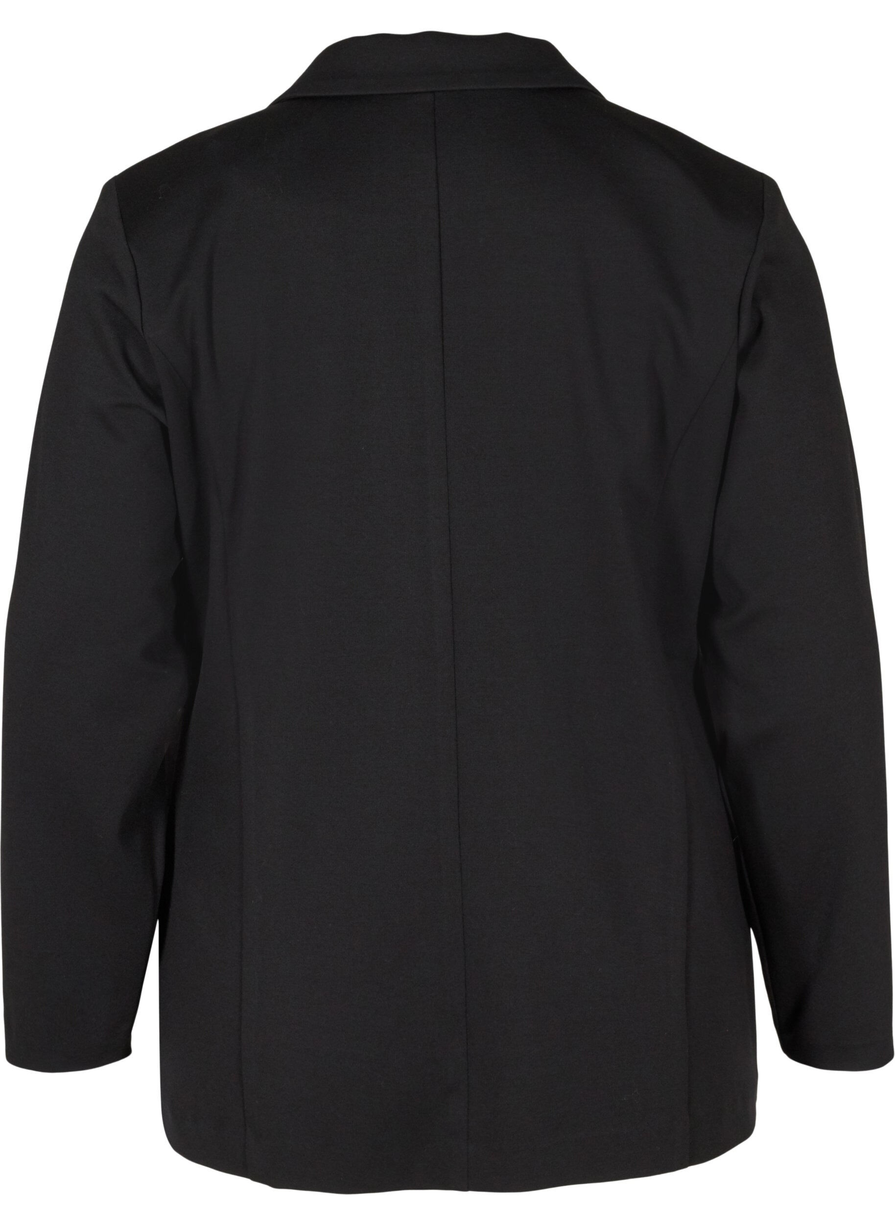 Zizzi Blazer simple avec bouton et poches d&eacute;coratives, Black, Packshot image number 1