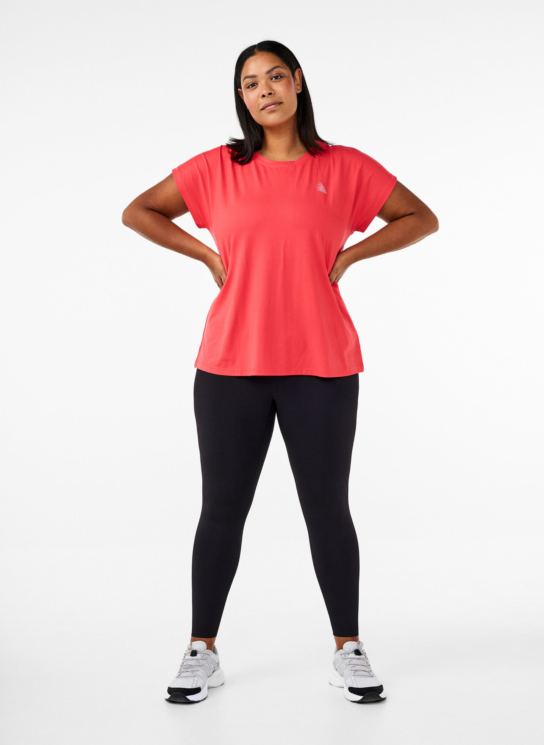 Zizzi T-shirt de sport uni, Rouge, Model image number 1