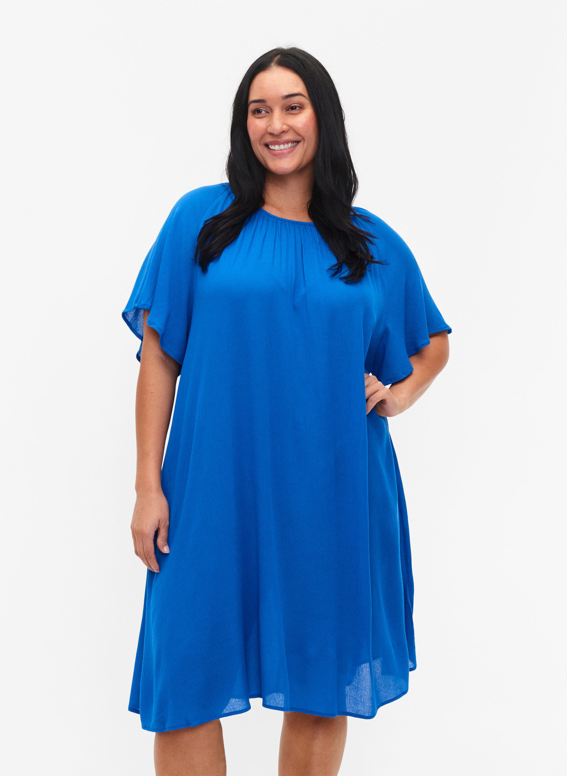 Robe en viscose &agrave; manches courtes, Victoria blue, Model