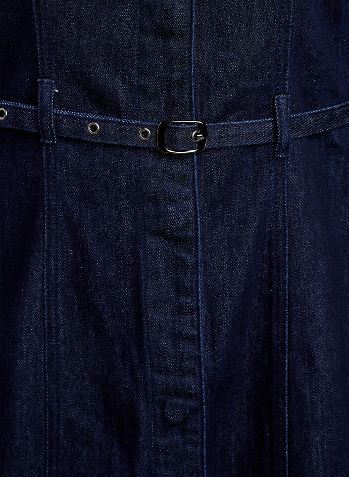 Robe en jean avec ceinture et manches 3/4, Bleu, Packshot image number 3