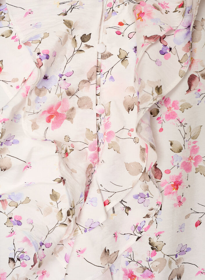 Blouse en viscose &agrave; imprim&eacute; floral et manches 3/4, Vanille, Packshot image number 2