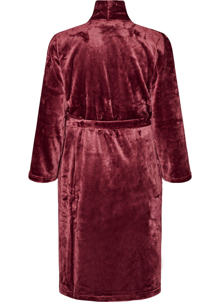 Peignoir en velours doux avec poches, Bordeaux, Packshot image number 1